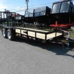 Big Tex 7 x 20 heavy duty landscape trailer with split gate and wood deck for sale at TrailerWorld