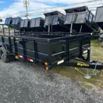 Big Tex 7 x 18 landscape utility trailer with solid steel sides and rear ramp gate for sale