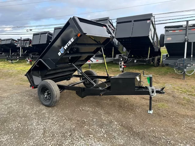 Bwise-5-x-8-Low-Profile-Dump-Trailer-Single-5200lb-Axle-Electric-Brakes-Spreader-Gate-2.webp BWise 5x8 Dump Trailer 5K Spreader Gate for sale