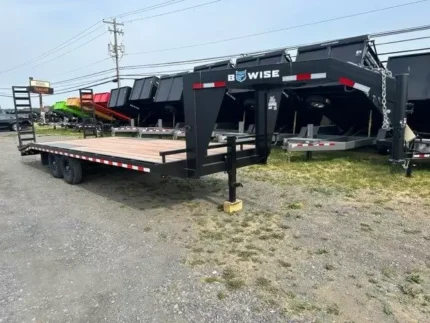 BWise 8.5 x 24 gooseneck equipment trailer with ladder ramps