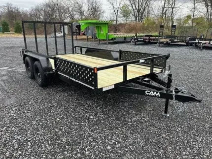 Cam Superline 7 x 14 landscape utility trailer with side ATV ramps and rear ramp gate for sale