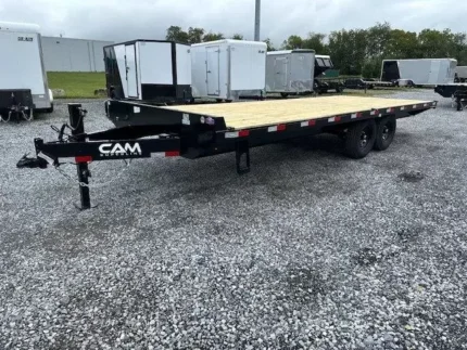 CAM Superline 8.5x22 deckover equipment trailer with slide out ramps