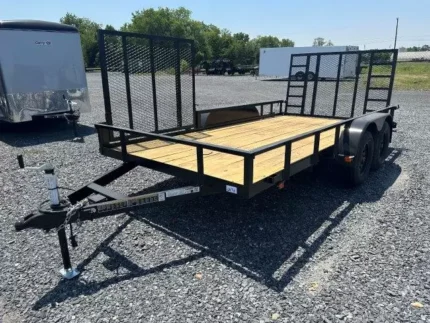 Carry On 7 x 14 landscape utility trailer with side ATV ramp and rear ramp gate for sale at TrailerWorld