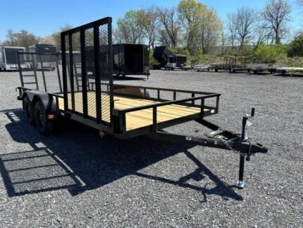 2026 Carry-On 7x16 landscape utility trailer with side ATV ramp and dual axles for sale at TrailerWorld