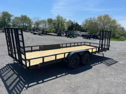 Carry On 7 x 20 landscape utility trailer with side ramp gate and rear ramp gate for sale