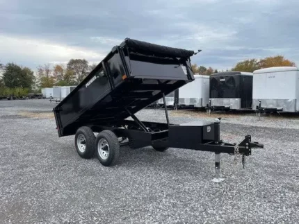 Premier 6 x 10 deckover dump trailer with hydraulic dump bed and spreader gate