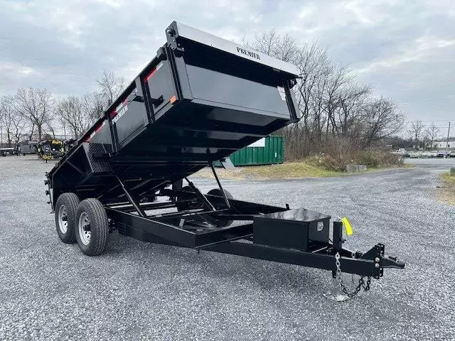 Premier-7-x-14-Low-Profile-Dump-Trailer-Combo-Gate-Slide-Out-Ramps-Tarp-Kit-5.webp Premier 7x14 low profile 14K dump trailer for sale