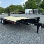 Premier 8 x 20 deckover equipment trailer with ladder ramps