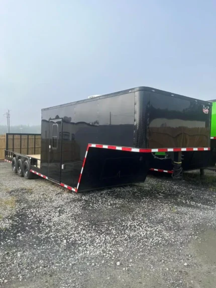 2024 Quality Cargo Gooseneck Hybrid Enclosed Trailer 8.5x34 with 18 foot deck and 16 foot enclosed cargo area for sale at TrailerWorld