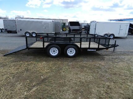 Premier 6.4 x 16 landscape utility trailer with 23 inch high mesh sides