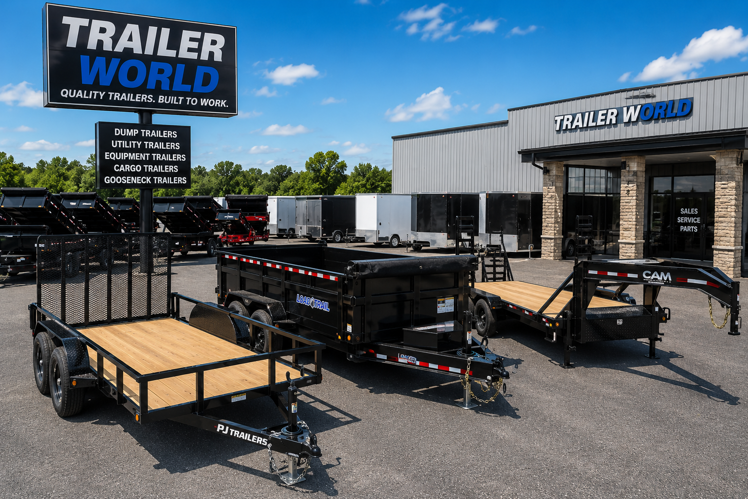 About Trailer World inventory of dump utility equipment and cargo trailers