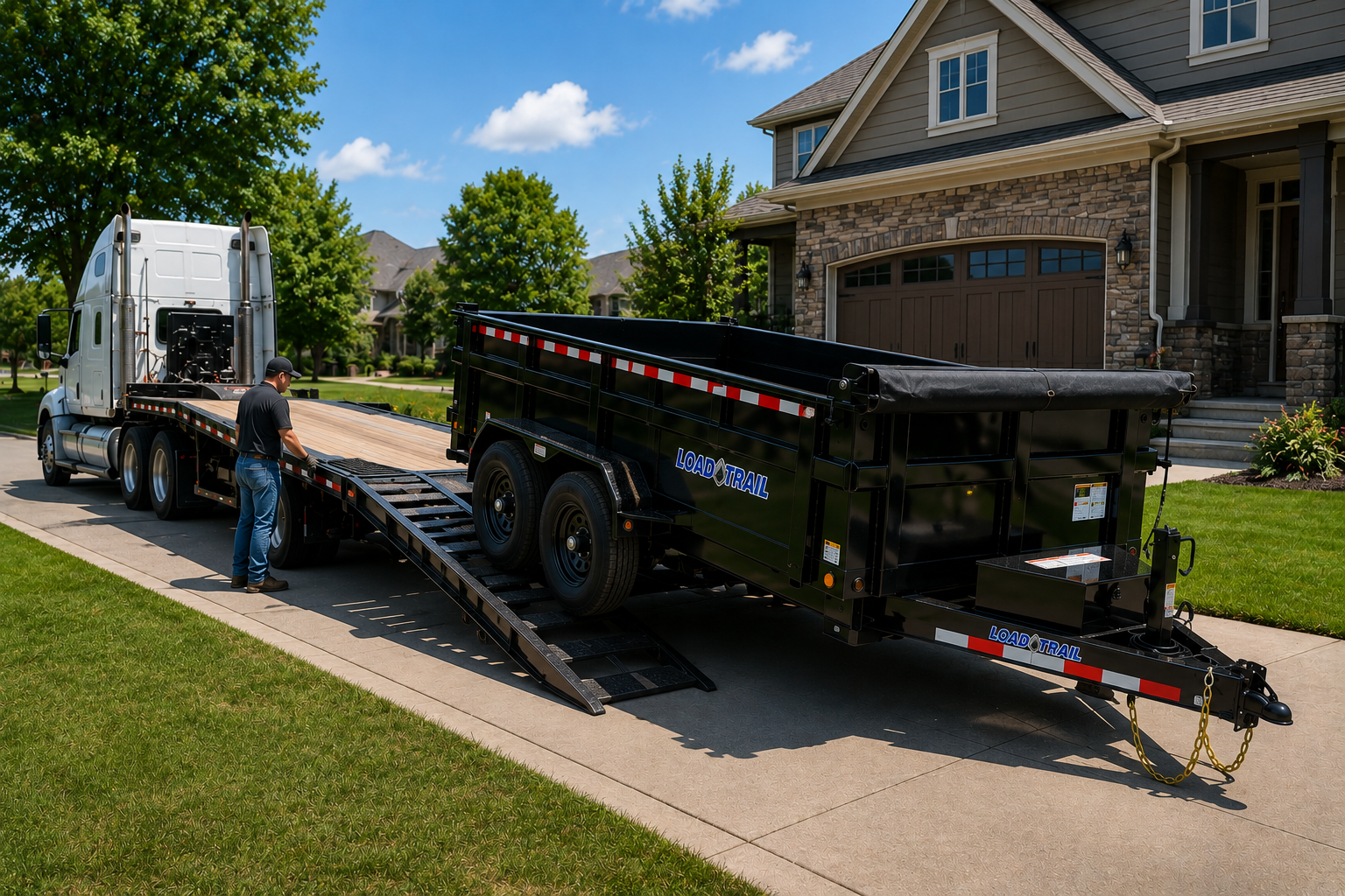 Trailer arriving at customer destination after nationwide delivery